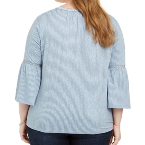 STYLE & CO PLUS SIZE CROCHET TRIM SLEEVE TOP - Picture 2 of 10